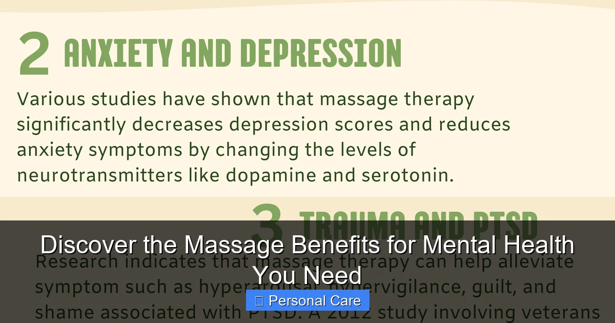 Discover the Massage Benefits for Mental Health You Need