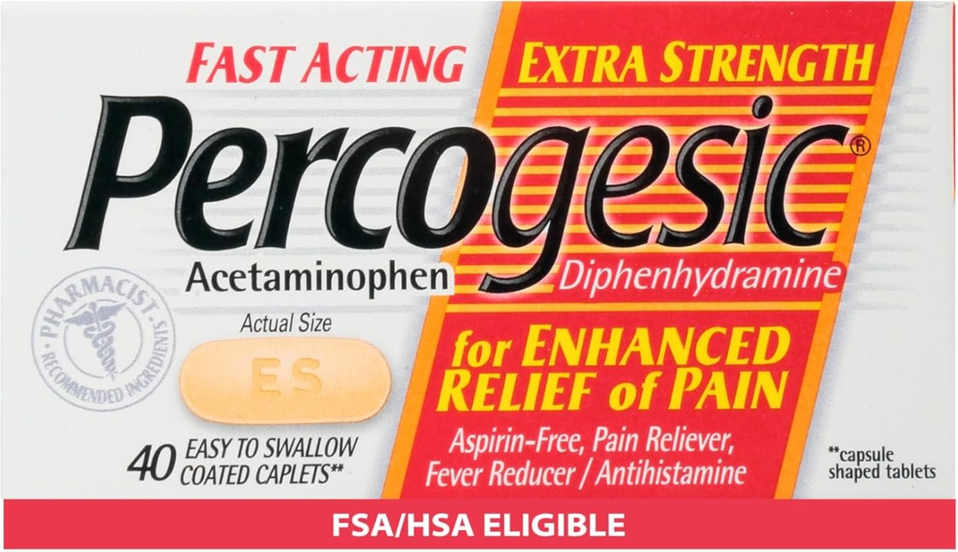 Percogesic Extra Strength Pain Relief - Aspirin-Free Dual Action for F