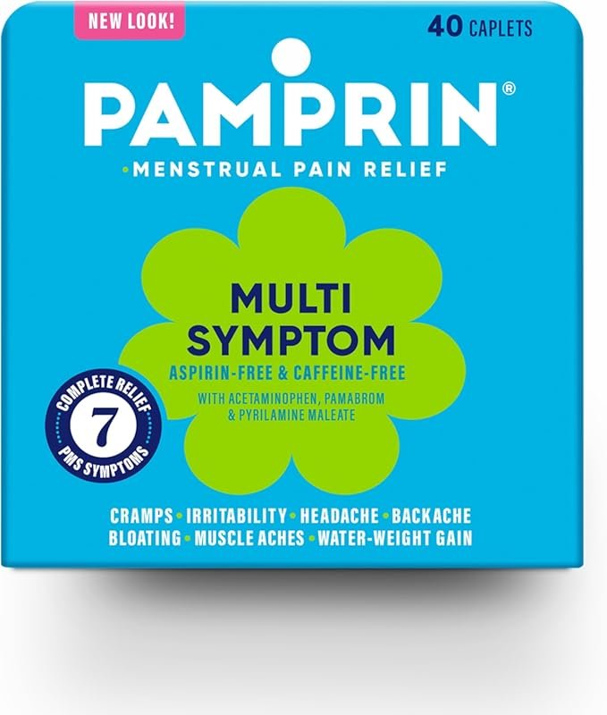 Pamprin Multi-Symptom Formula - Relief for Menstrual Cramps, Pain, Blo