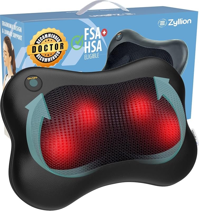 Zyllion Shiatsu Back and Neck Massager with Heat, 3D Electric Kneading