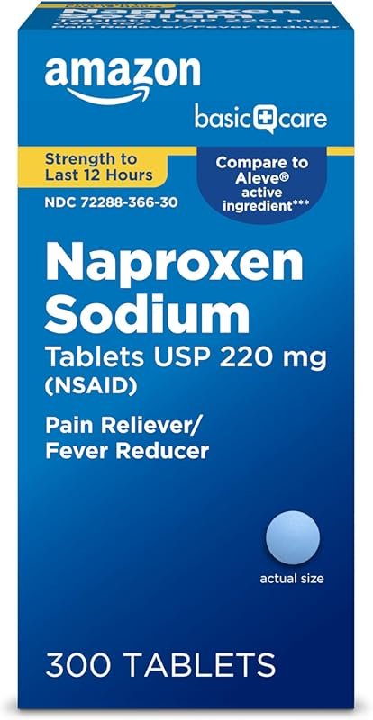 Amazon Basic Care Naproxen Sodium Tablets 220mg - 12-Hour Pain Relief