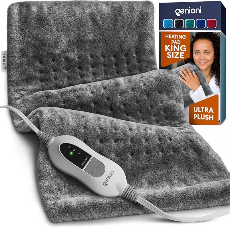 GENIANI Electric Heating Pad for Back Pain Relief, Machine Washable wi