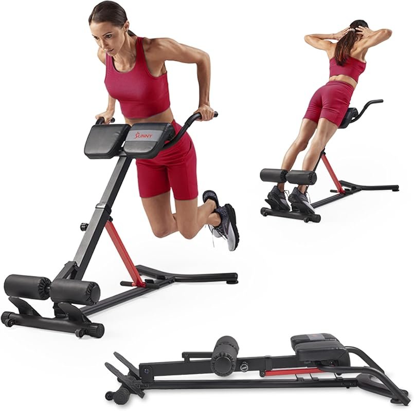 Sunny Health & Fitness Foldable Hyperextension Roman Chair - Sit Up Be