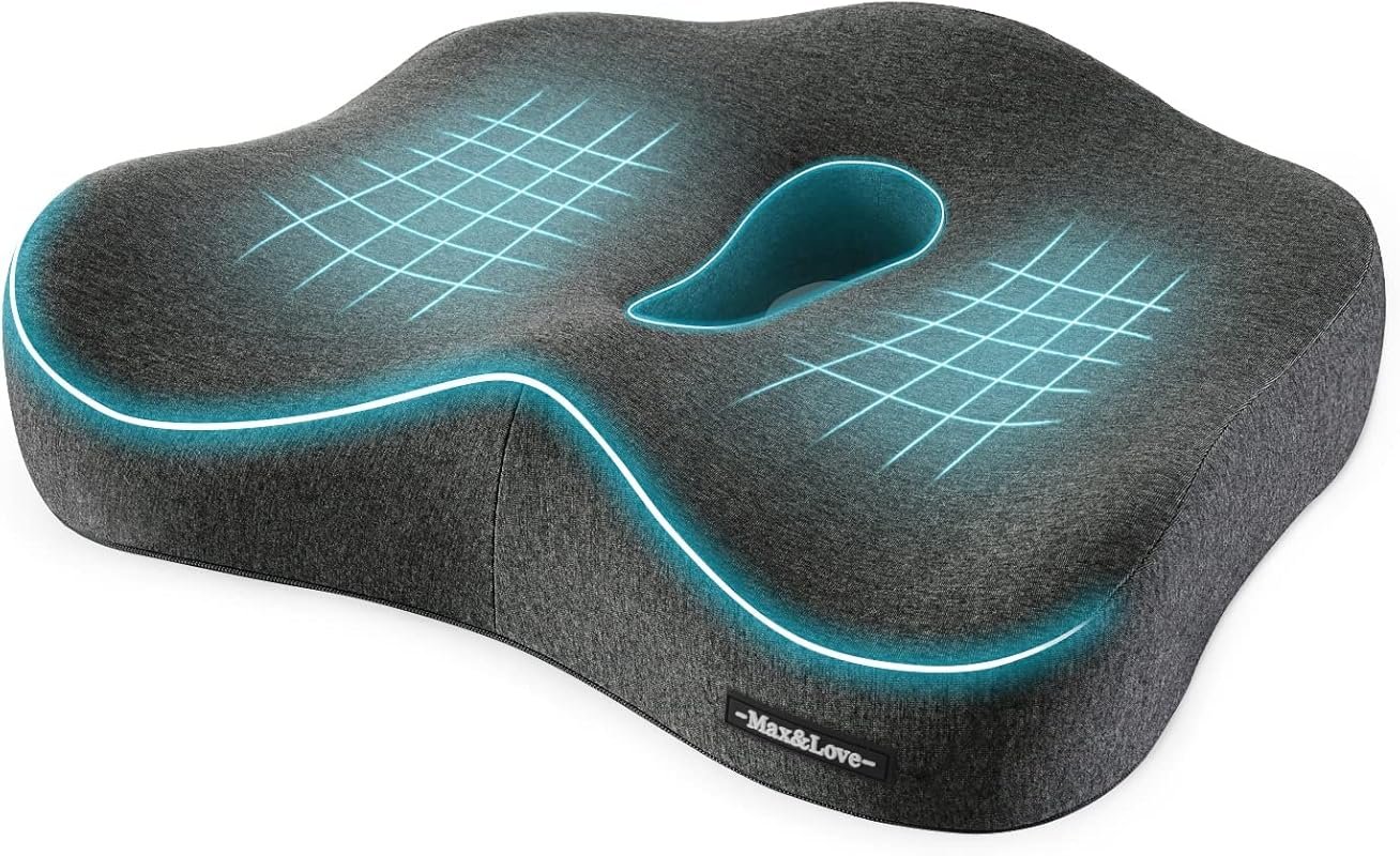 Memory Foam Seat Chair Cushion for Back & Sciatica Pain Relief - Ideal