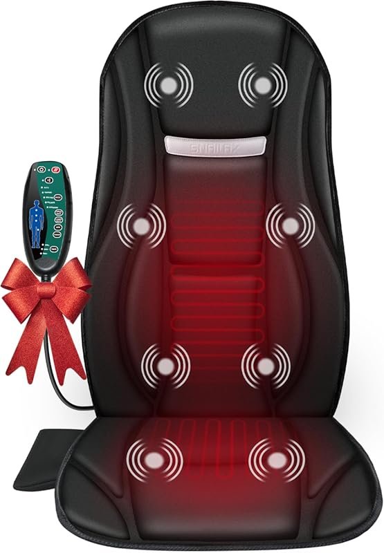 Snailax Vibration Back Massager with Heat and 8 Motors, Cushion for Ho