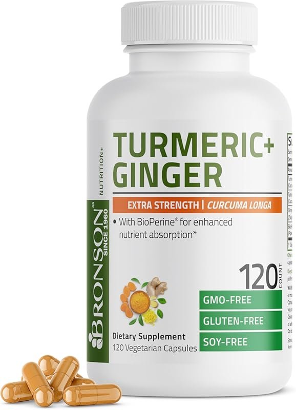 Bronson Extra Strength Turmeric + Ginger for Joint Health and Digestio