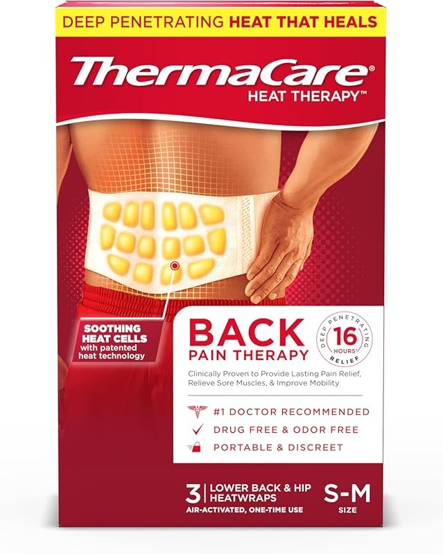 ThermaCare Advanced Back & Hip HeatWraps for Drug-Free Pain Relief, Pa