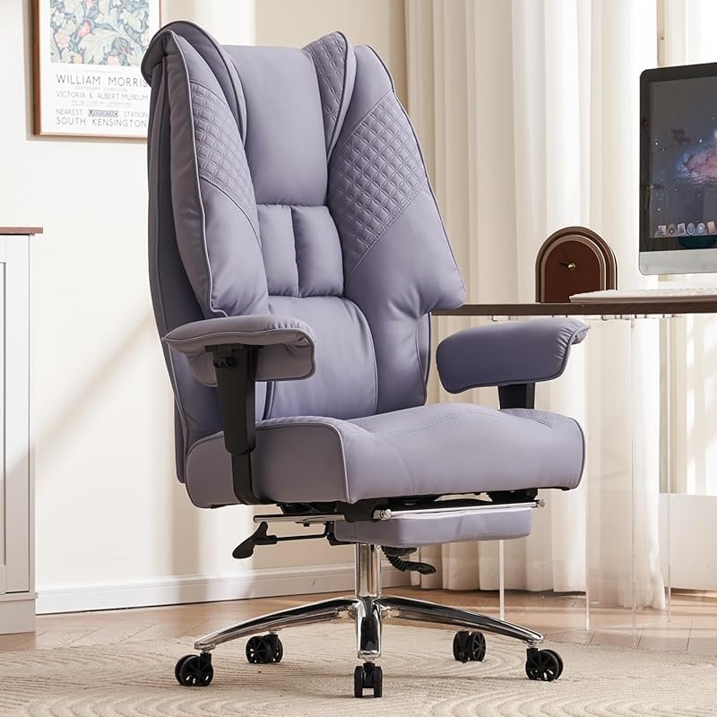 Big and Tall Office Chair with 400lbs Capacity, Leather High Back and 