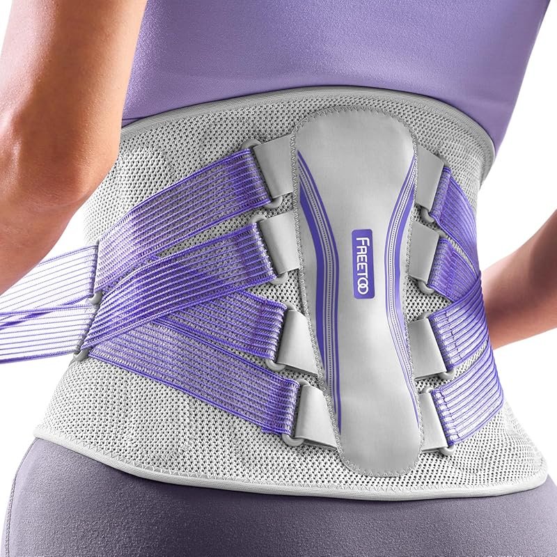 FREETOO Adjustable Back Brace for Lower Back Pain in Women, Breathable