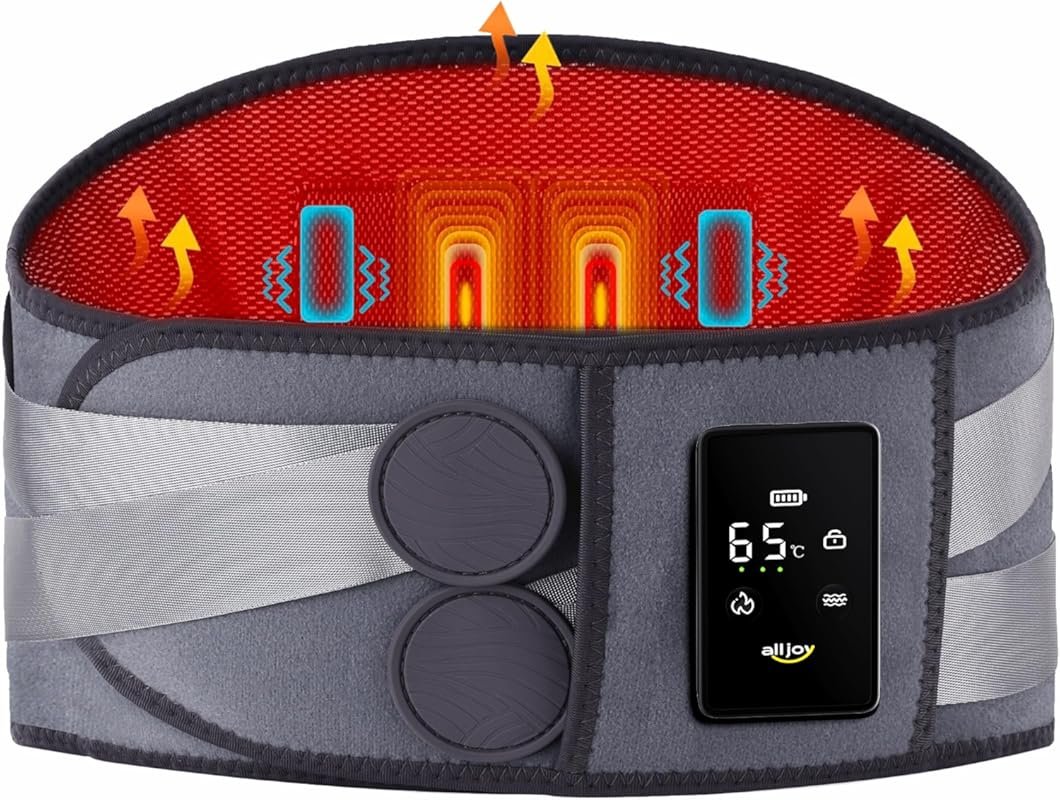 ALLJOY Cordless Heating Pad for Back Pain Relief with Vibration and Heat