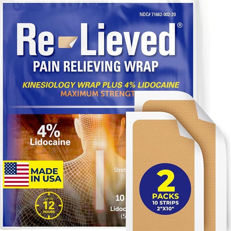 4% Lidocaine Maximum Strength Kinesiology Tape for Back, Joints, and Muscle Pain