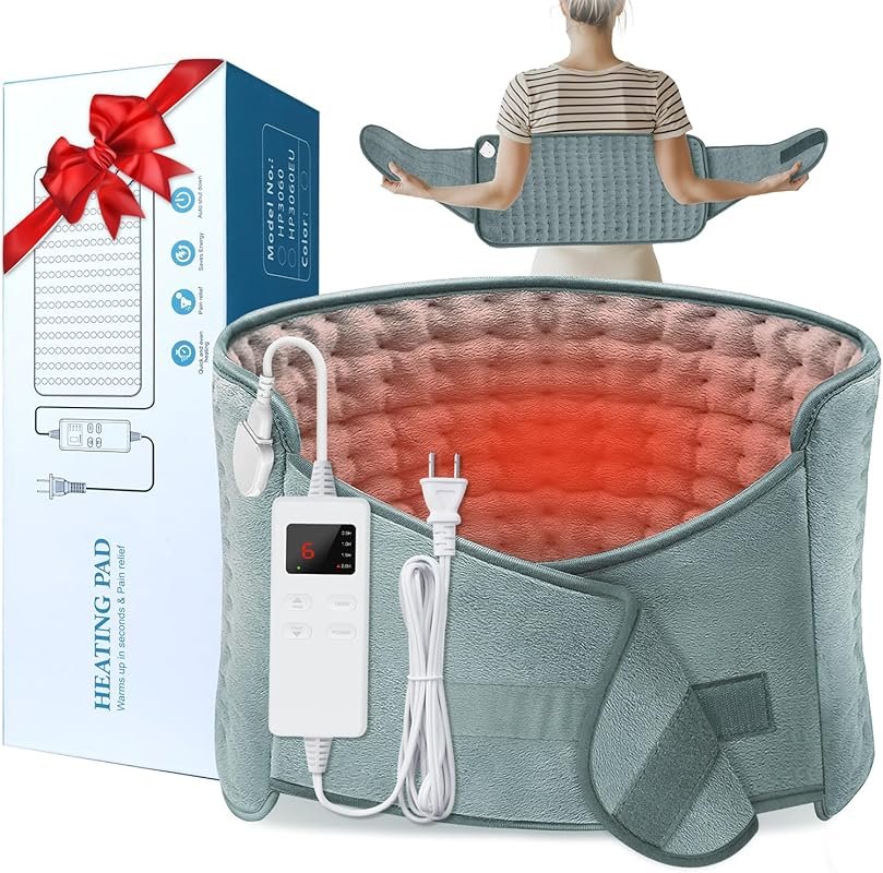 Electric Heating Pad for Back Pain & Period Cramps, 6 Heat Settings, A
