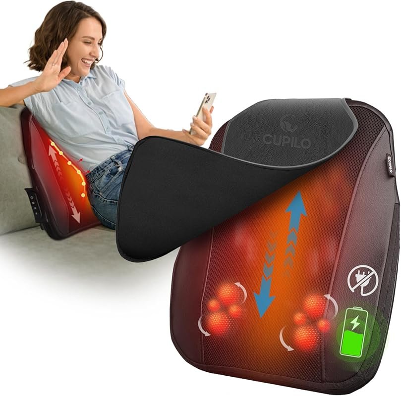 FSA Eligible Cordless Back Massager with Heat for Deep Tissue Pain Relief