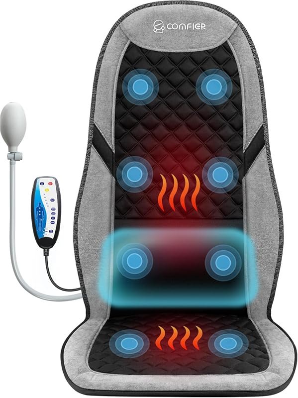 COMFIER Back Massager with Heat, Adjustable Massage Chair Pad for Pain Relief and Lumbar Support for Recliners