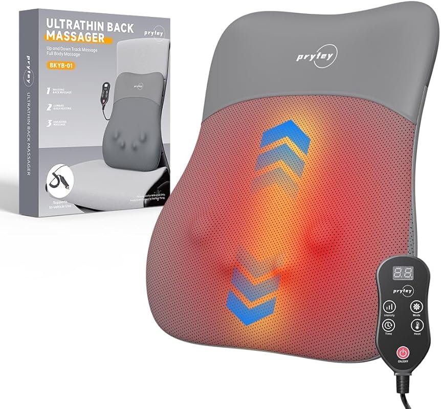 Ultra-Thin Back Massager with Heat, 4D Kneading for Deep Tissue Pain R
