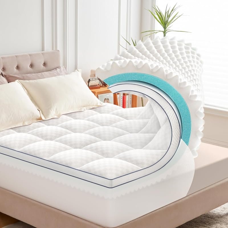 4.5 Inch Queen Memory Foam Mattress Topper with Cooling and Pillow Top for Pain Relief