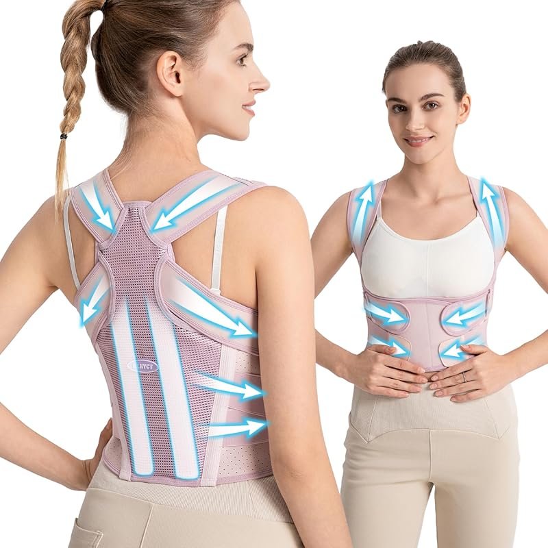 2-in-1 Posture Corrector for Women with Adjustable Back Brace and Shou