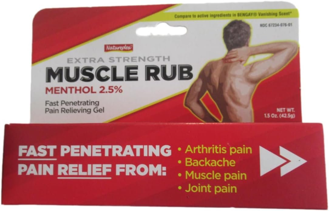 Natureplex Extra-Strength Muscle Rub Gel with 2.5% Menthol for Fast Pa