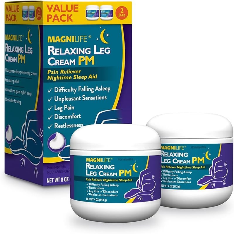 MagniLife Relaxing Leg Cream PM - Homeopathic Nighttime Pain Reliever