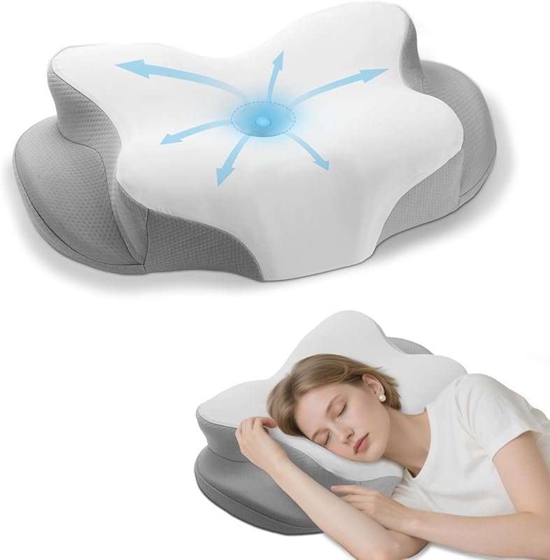 Cervical Neck Pillow: Cooling Memory Foam for Pain Relief & Ergonomic