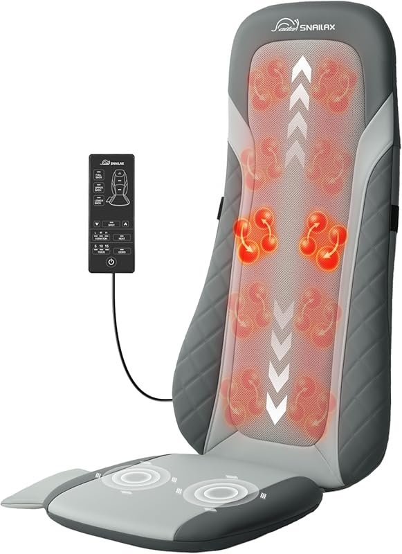 Snailax Full Back Massager with Heat, Longer Massage Chair Pad for Deep Tissue Pain Relief and Kneading