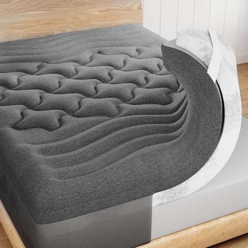 Dual Layer Bamboo Memory Foam Mattress Topper - 4 Inch Queen Size with