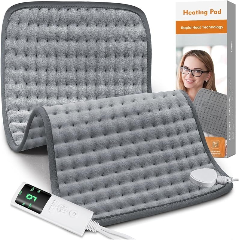 Soft Electric Heating Pad for Sore Muscles with 9 Heat Settings, 4 Tim