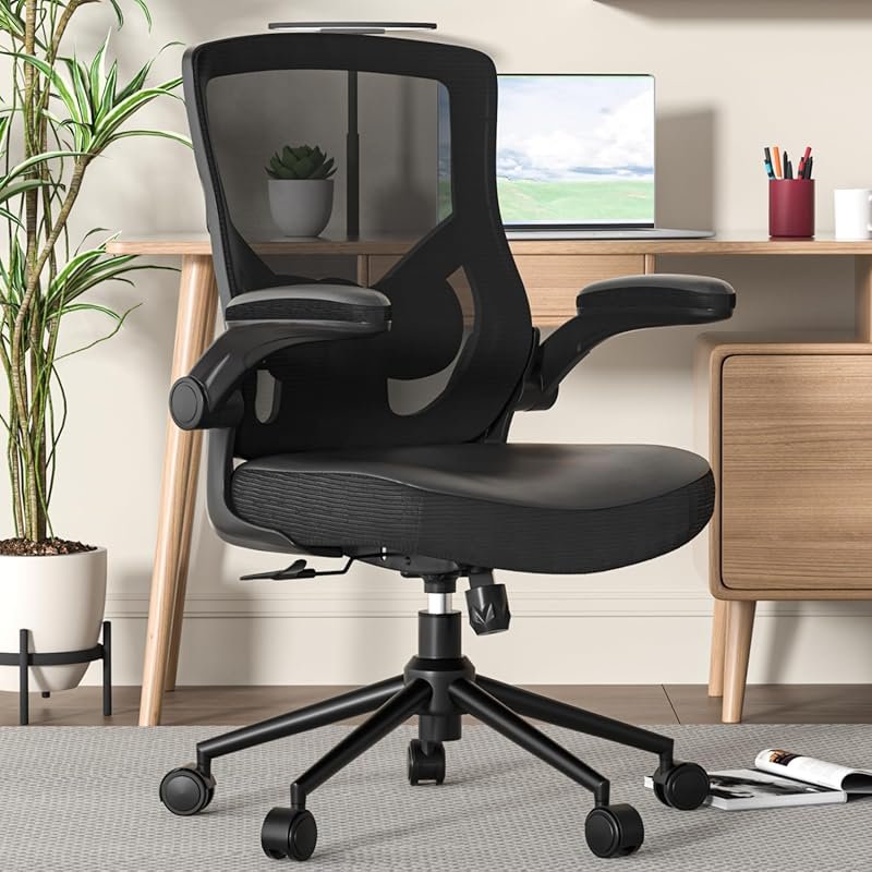 Ergonomic Leather Office Chair with Waterfall Seat Design for Lower Ba