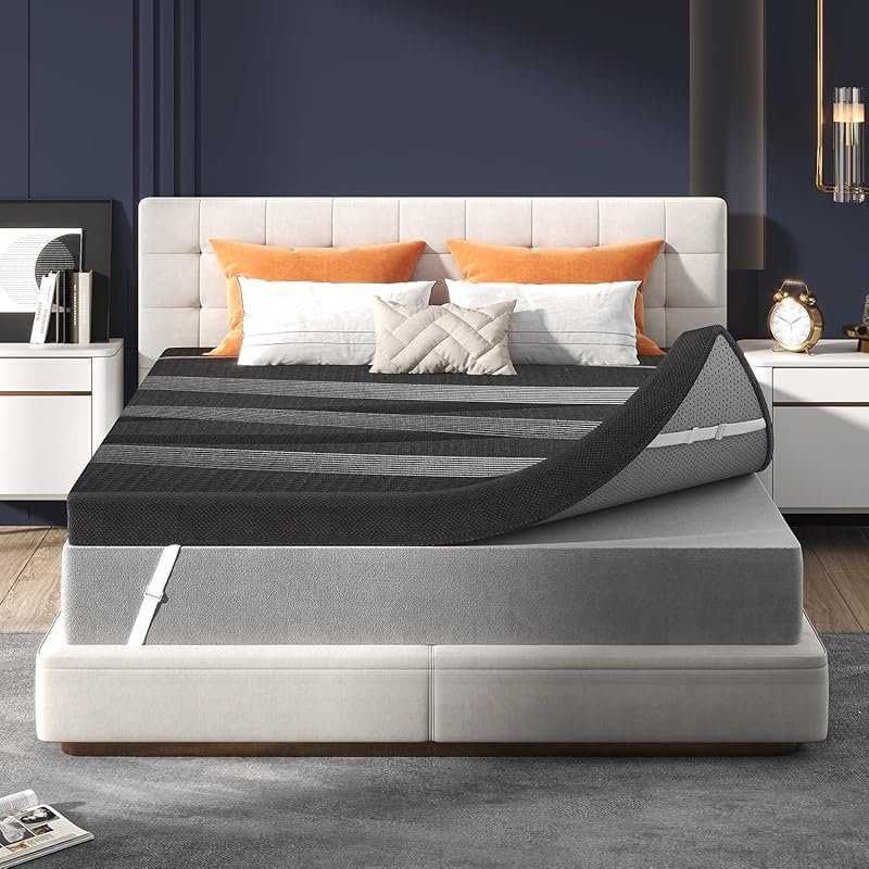 3 Inch Gel Memory Foam Mattress Topper Queen with High Density Ventilation and Non-Slip Design