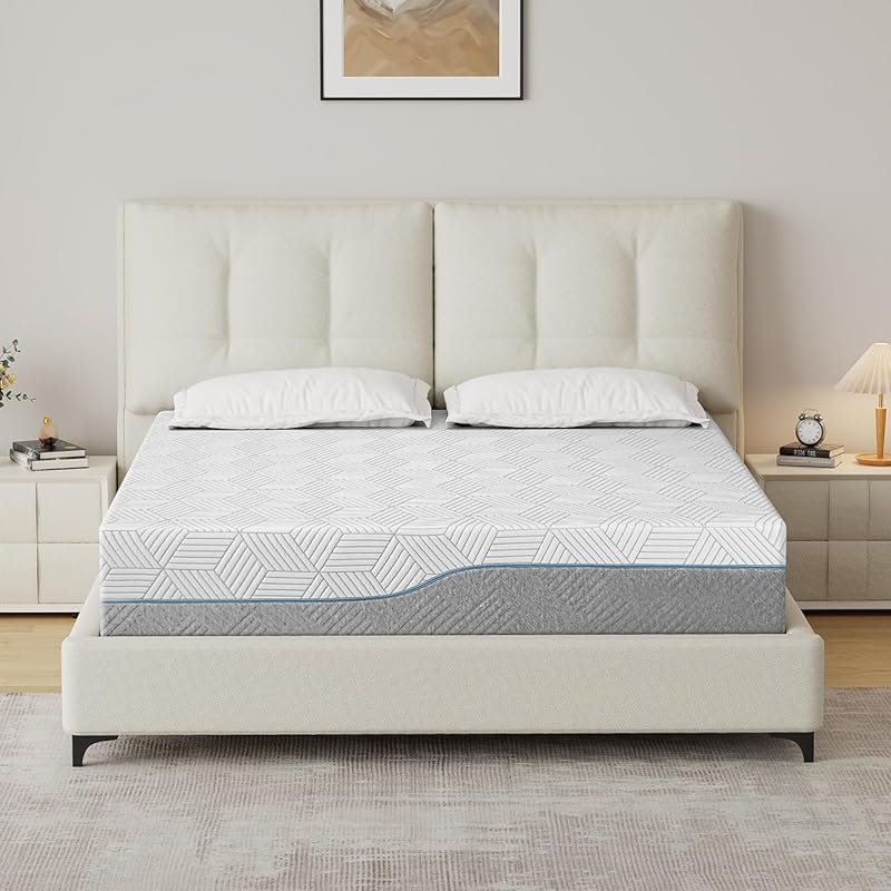 Extra Firm 12 Inch Queen Mattress with Green Tea/Gel Memory Foam and F