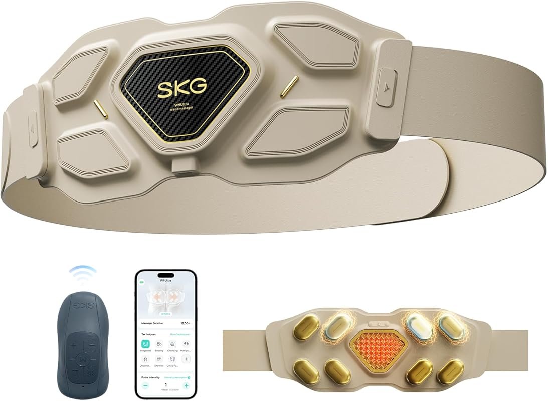 SKG W9 Ultra 2.0 Lower Back Massager with Deep Tissue, Heating Pad & I
