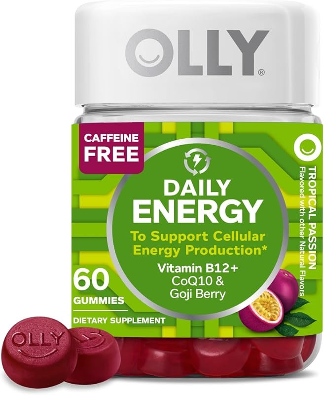 OLLY Daily Energy Caffeine-Free Adult Chewable Gummy Supplement with V