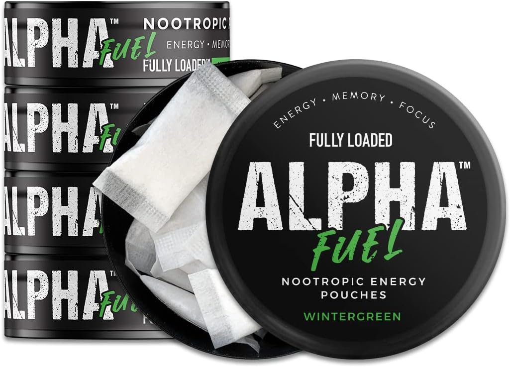 Fully Loaded Alpha Fuel Wintergreen Nootropic Pouches with Caffeine an