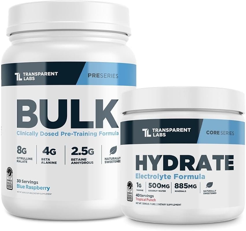 Transparent Labs Bulk Pre Workout Powder for Muscle Building and Hydra