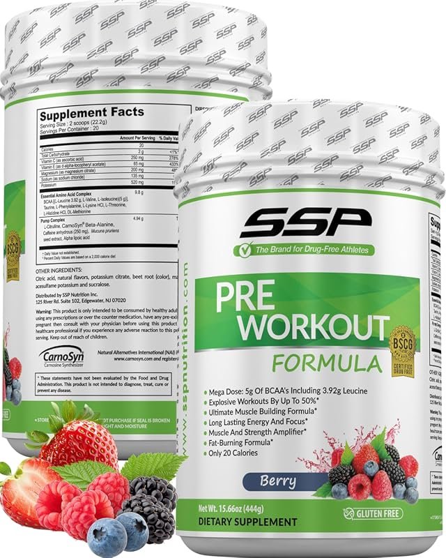 SSP Pre Workout Powder with High BCAA and Electrolytes for Performance