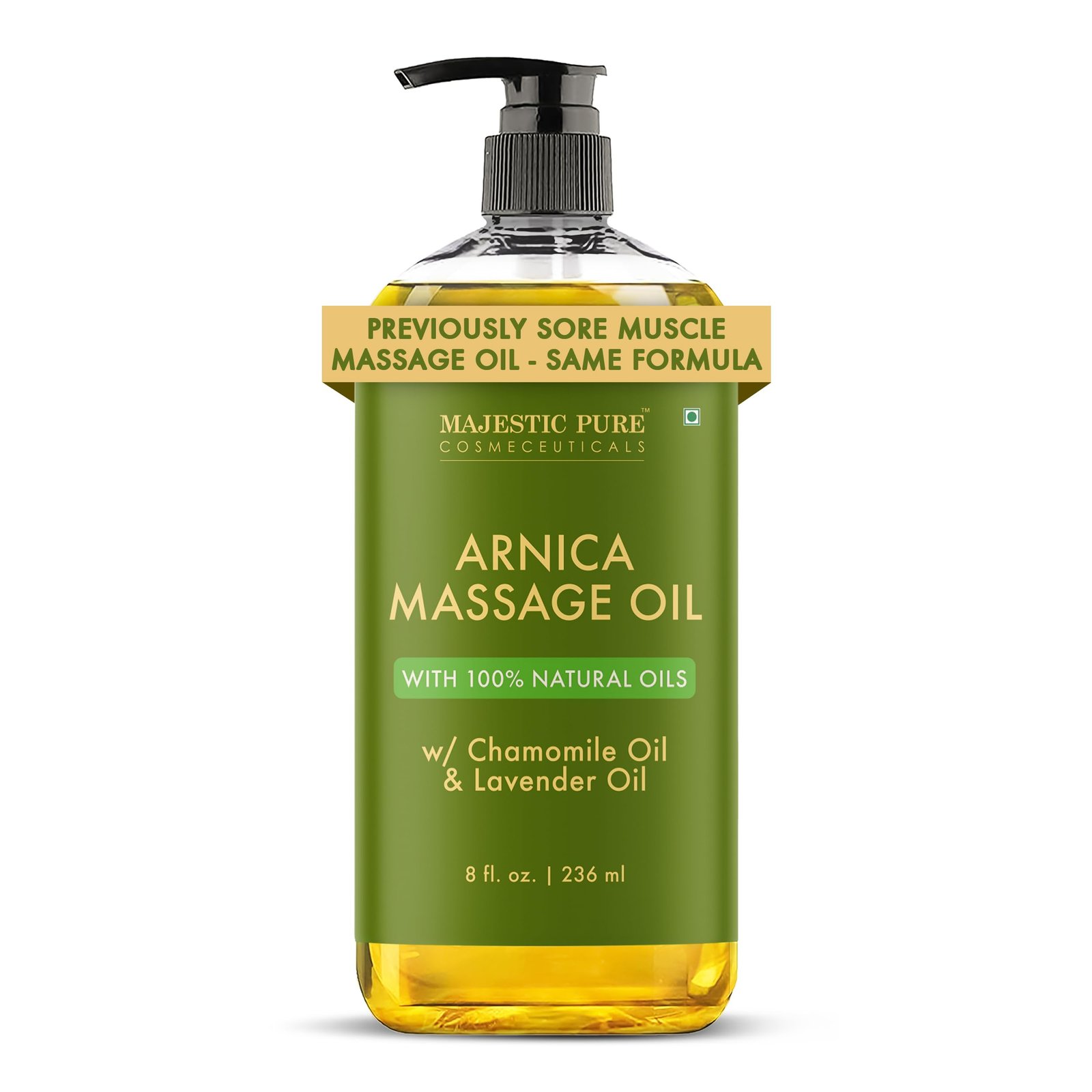 Majestic Pure Arnica Sore Muscle Massage Oil for Massage Therapy - 8 Fl Oz