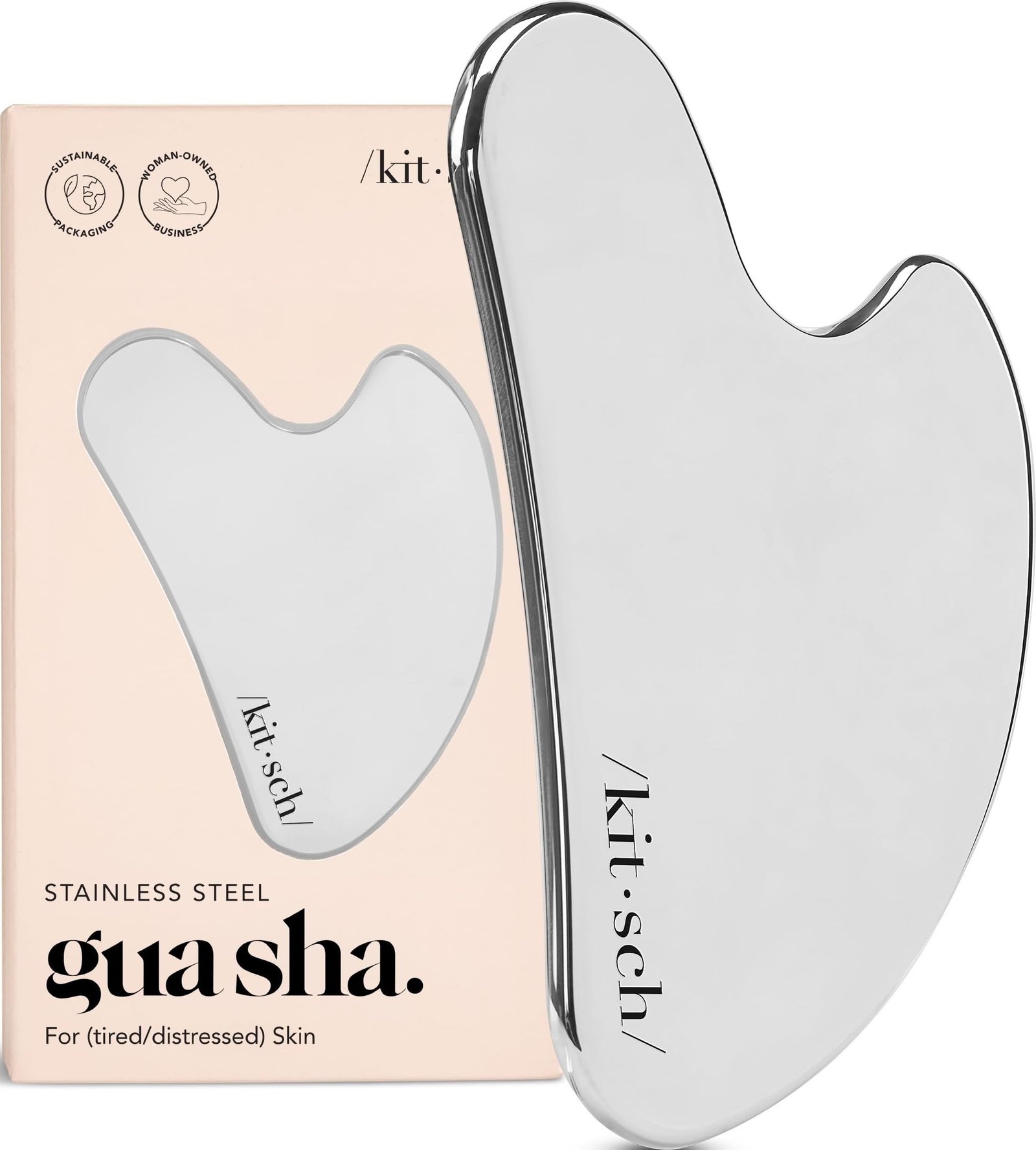 Kitsch Stainless Steel Guasha Tool for Face - Silver