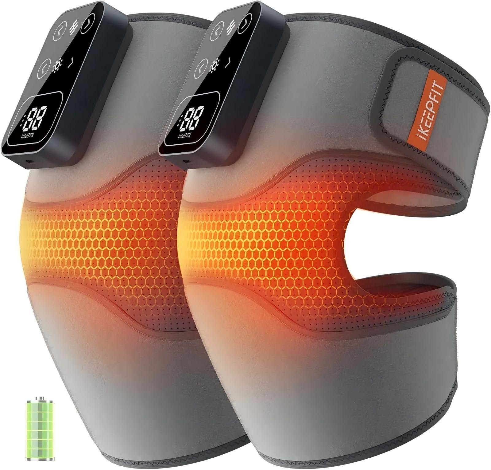IKEEPFIT Cordless Knee Massager with Heat Vibration for Pain Relief, MAXwarm 4.0