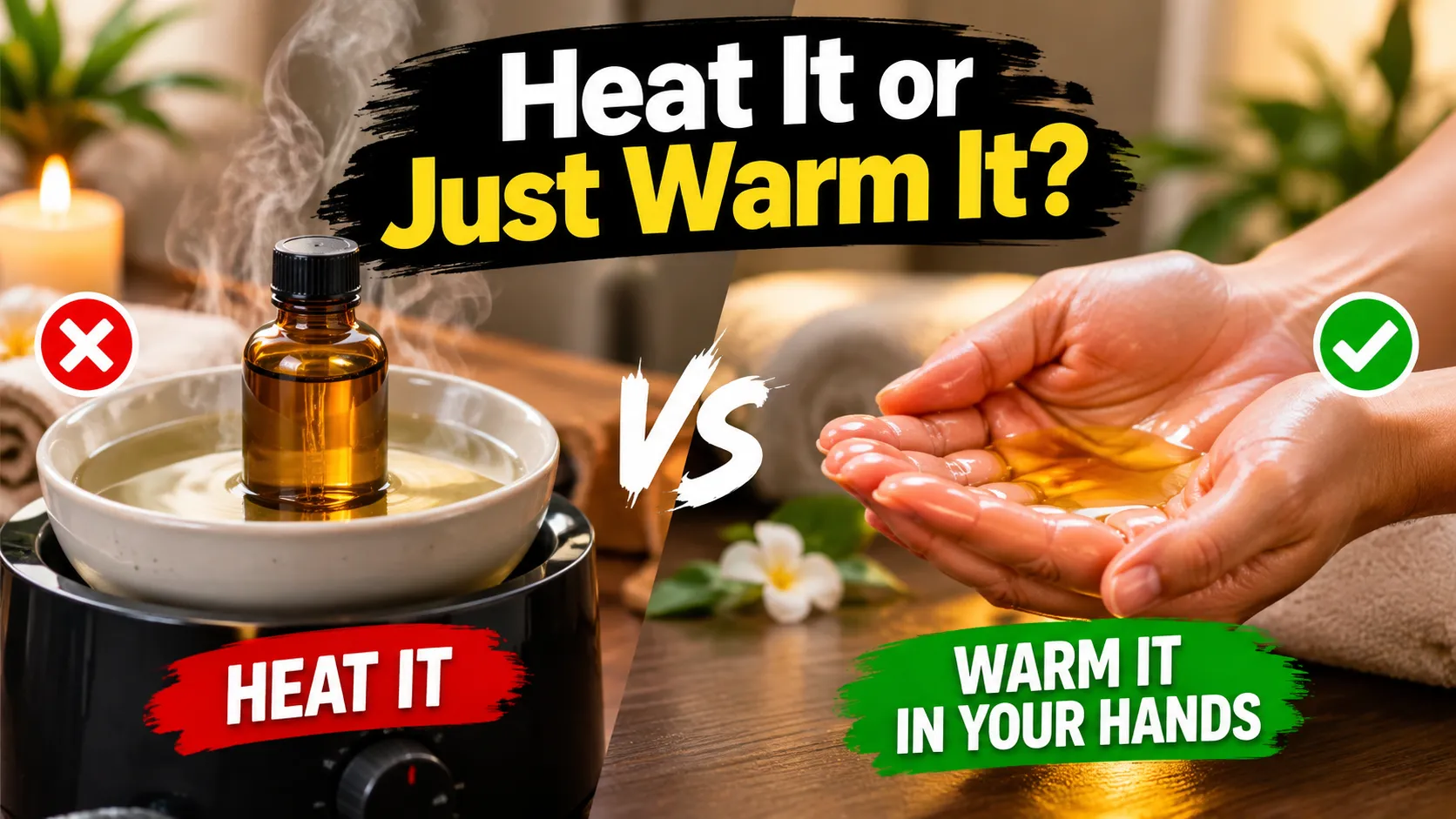 Should you heat massage oil, or just warm it in your hands?