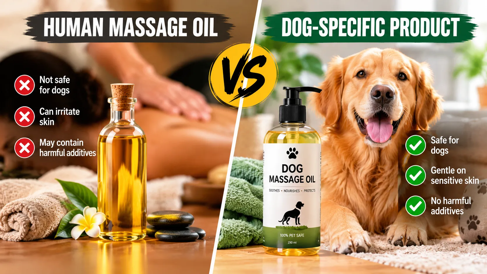 Human massage oil vs a dog-specific product