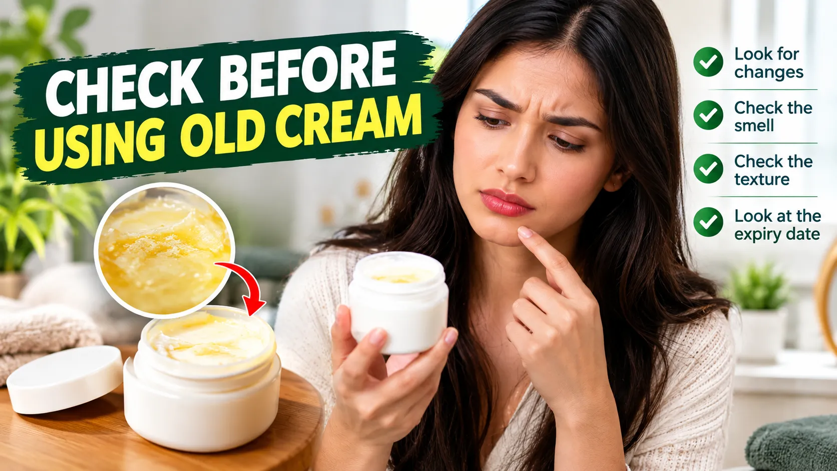 What should you check before using an old cream?