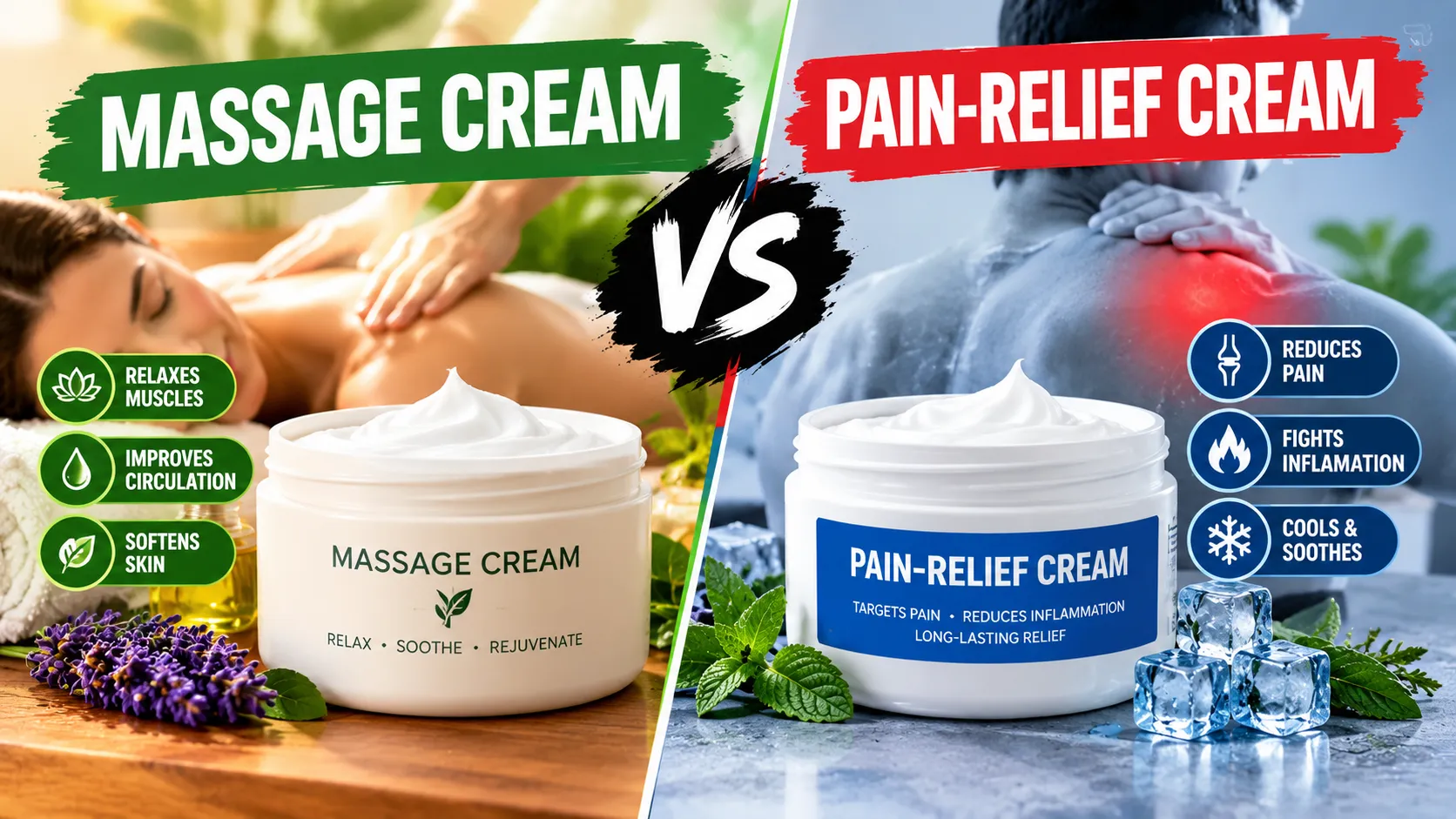 Massage Cream vs Pain-Relief Cream