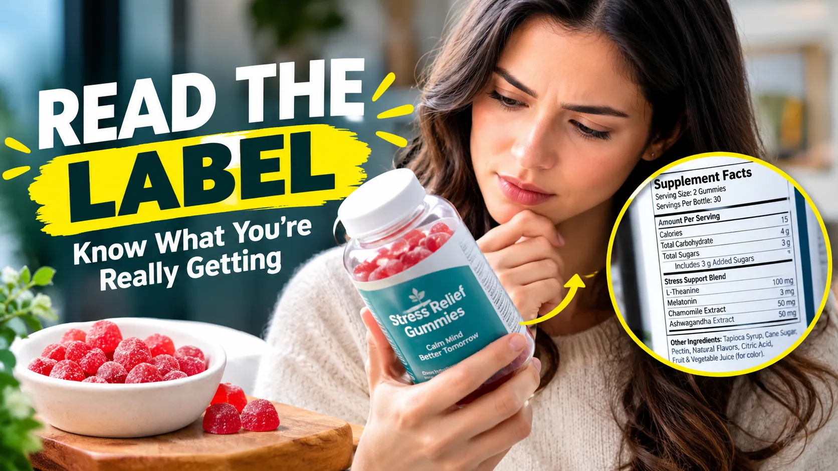 Reading a Stress Gummy Label